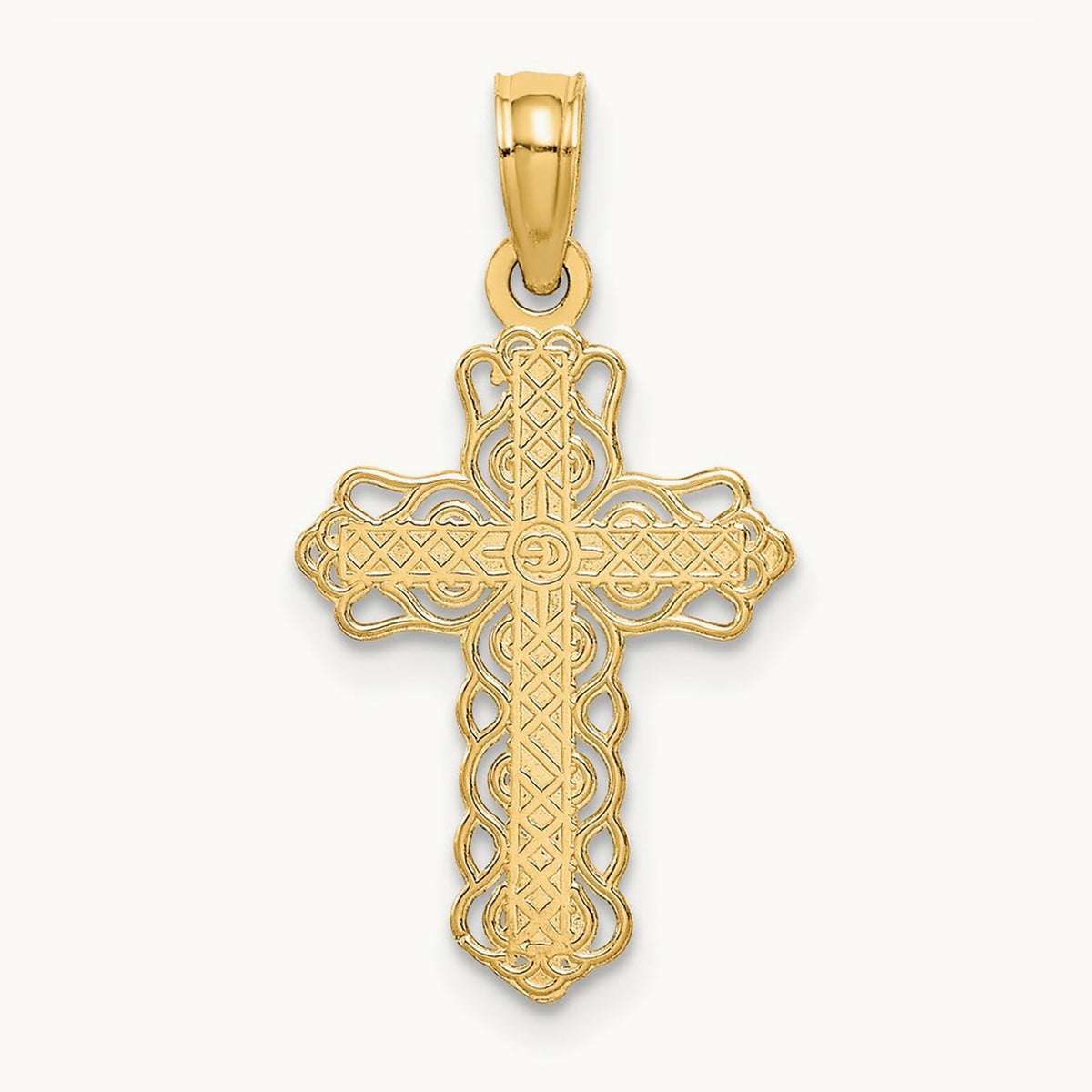 Budded Cross Charm — 14K Yellow Gold, 22mm