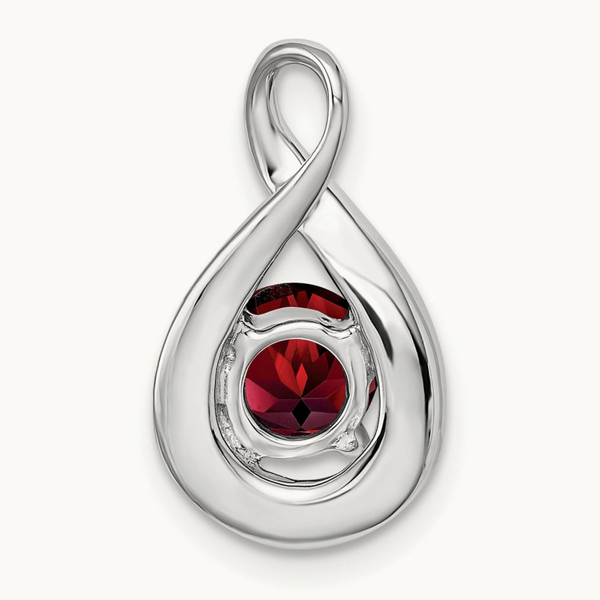 Garnet and Diamond Pendant — 14K White Gold