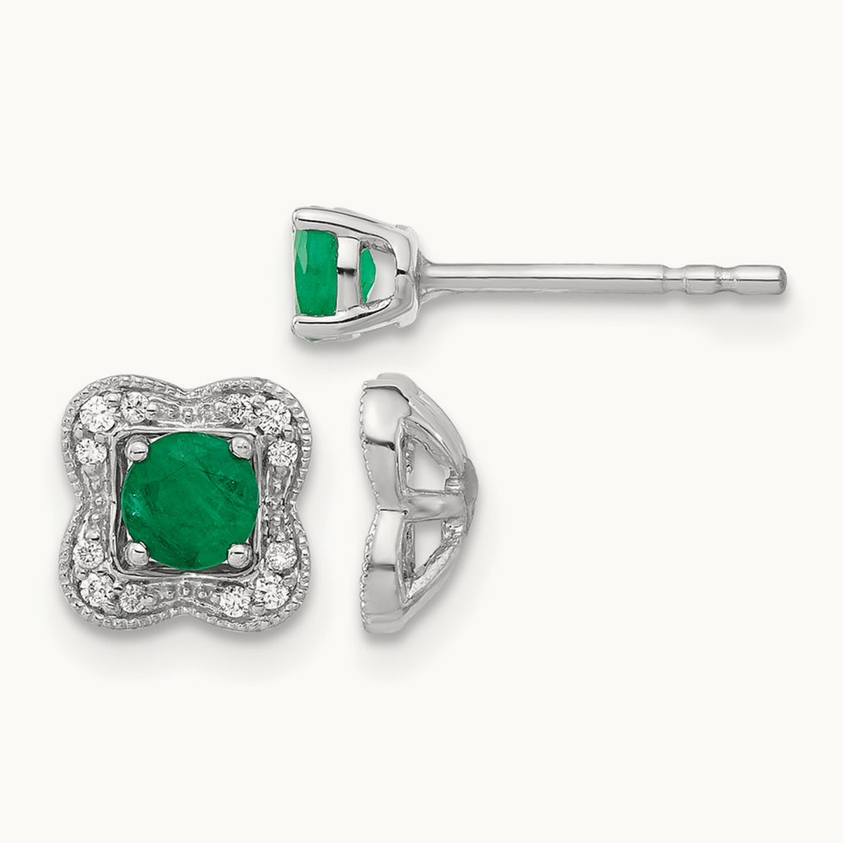 Diamond and Emerald Stud w/ Jacket Earrings — photo set