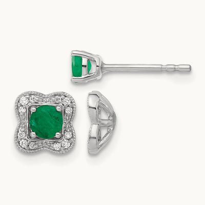 Diamond and Emerald Stud w/ Jacket Earrings — photo set