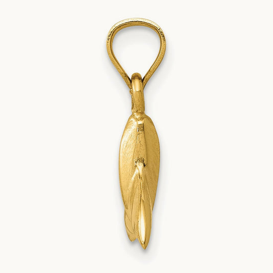 3D Whale Tail Pendant, 14K