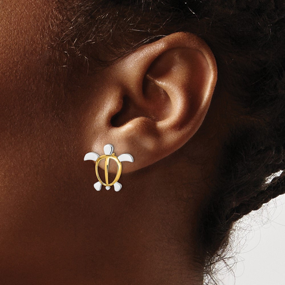 W/ Sea Turtle Post Earrings — 15.25mm