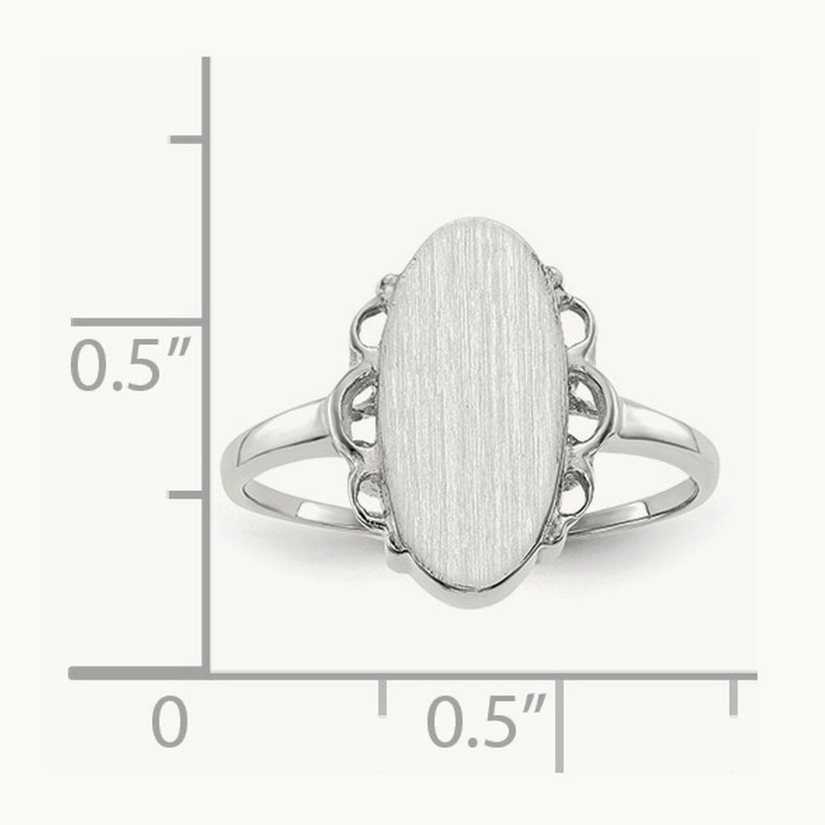 7.0x14. Open Back Signet Ring, 5mm, 14K White Gold