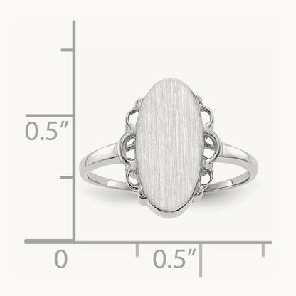 7.0x14. Open Back Signet Ring, 5mm, 14K White Gold