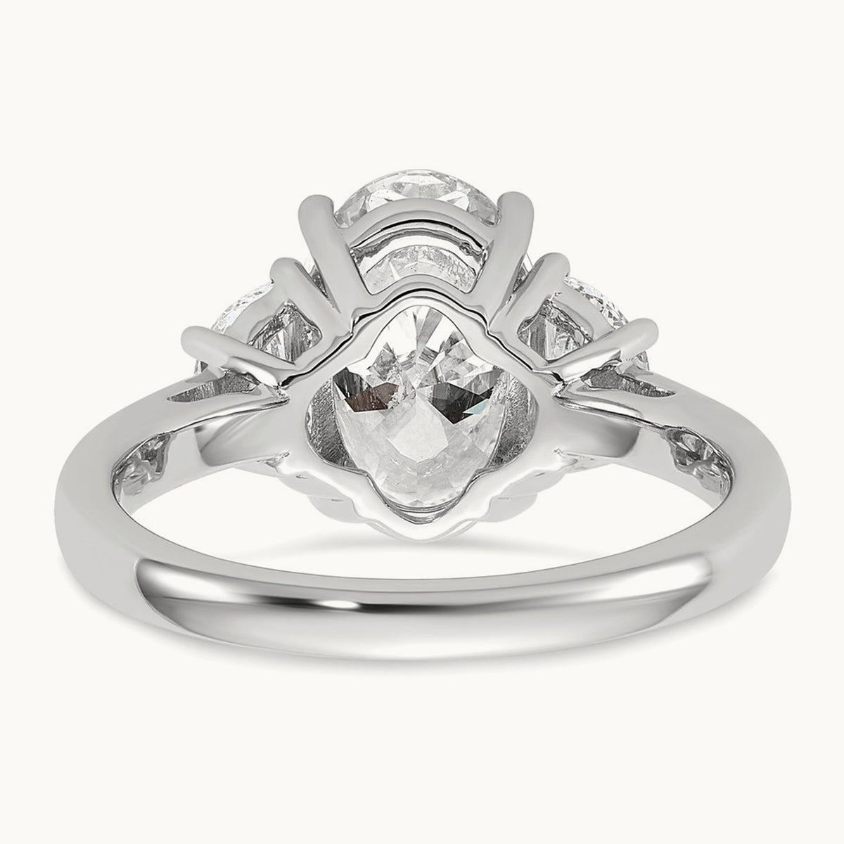Half Moon and Oval Semi-Mount Engagement Ring, 0.50-1.00 ct tw Lab-Grown Diamond — 5/8 ct, 14K White Gold