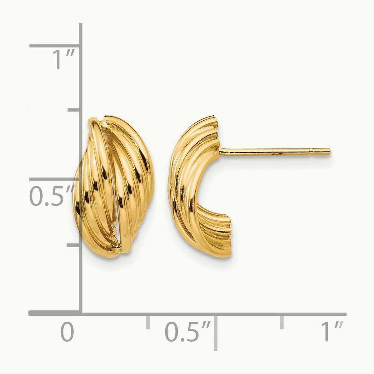 Polished Fancy Post Earrings, 14K