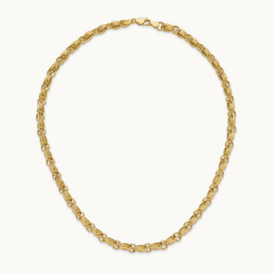 Polished Oval Fancy Link Necklace, 14K