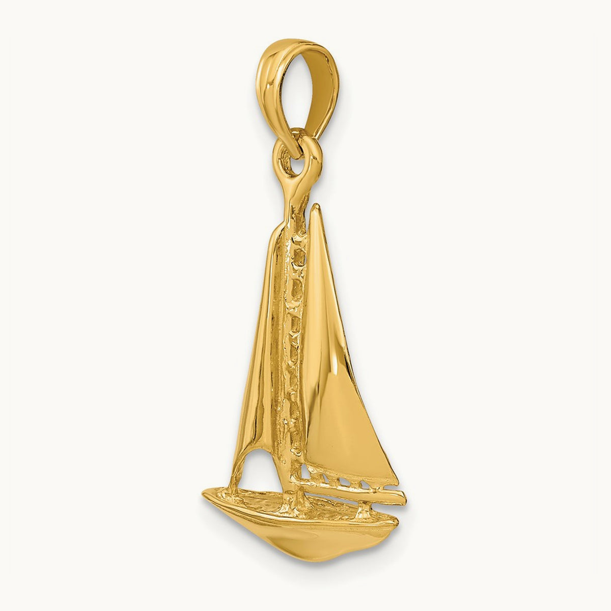 3-D Polished Sailboat Charm — 14K Yellow Gold, 27.2mm