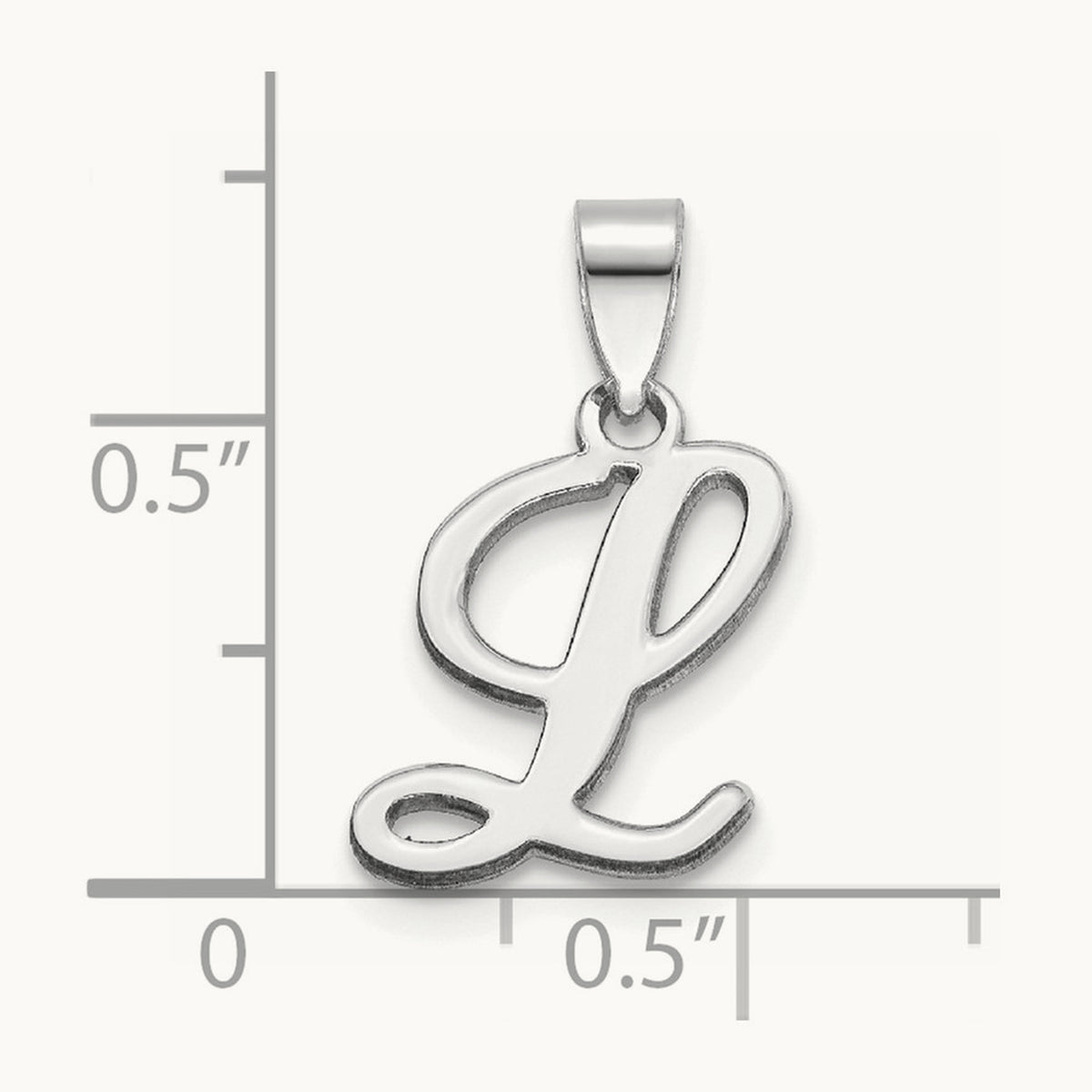 White Gold Script Letter L Initial Pendant, 14K White Gold