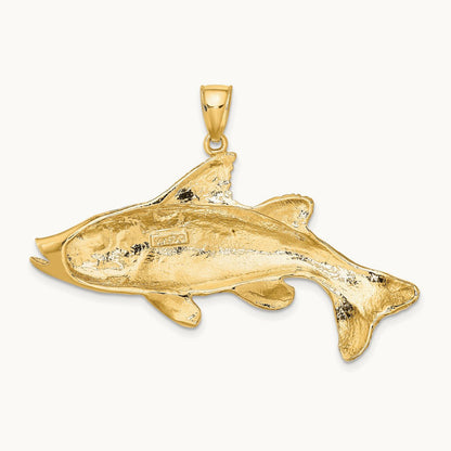 2-D Textured Red Fish Charm, 14K