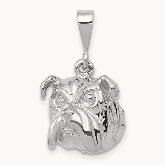 Bulldog Pendant — 14K White Gold