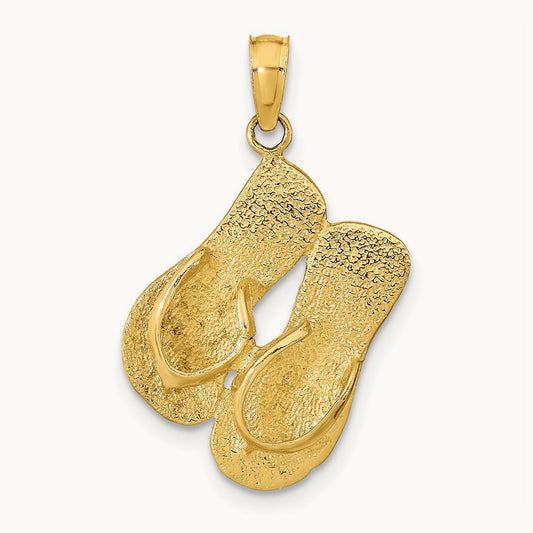 3D KEY WEST Reversible Flip Flops Pendant, 14K