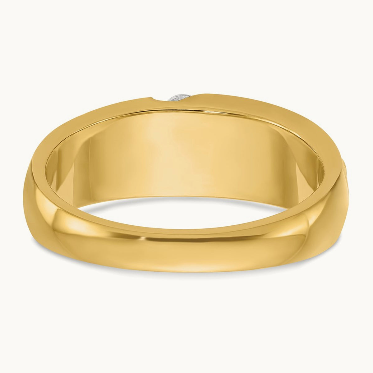 Men's Polished and Satin 3-Stone Diamond Ring — 14K Yellow Gold & Rhodium, 0.27 ct