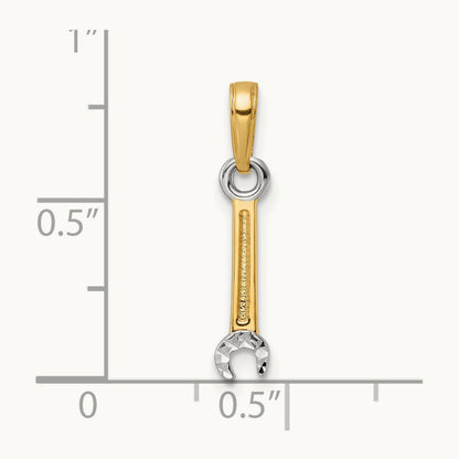 D/C Wrench Pendant, 14K with White Rhodium