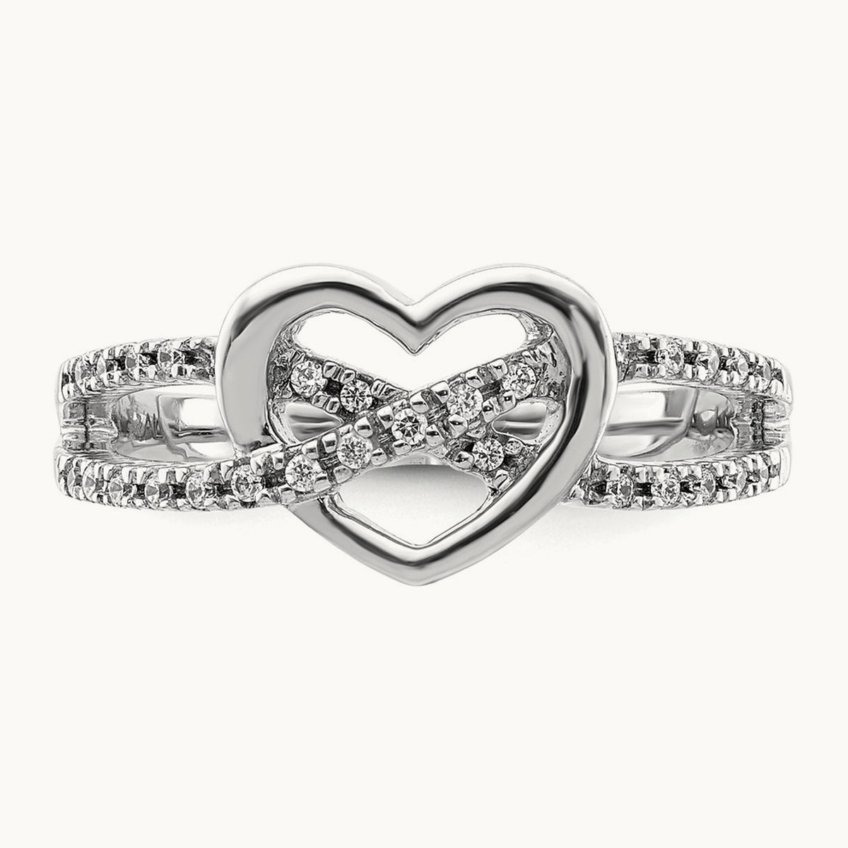 Diamond Heart Ring, 14K White Gold