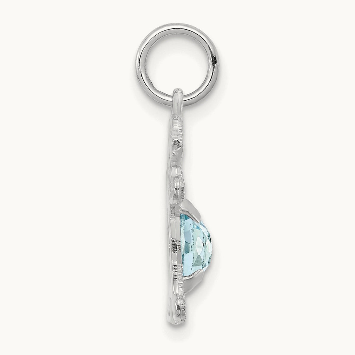 Girl 6x4 Oval Genuine Aquamarine-March — 14K White Gold