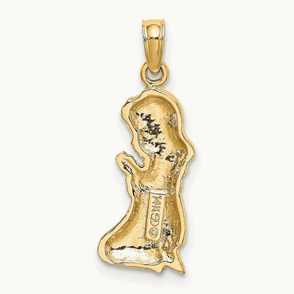Praying Girl Charm, 14K