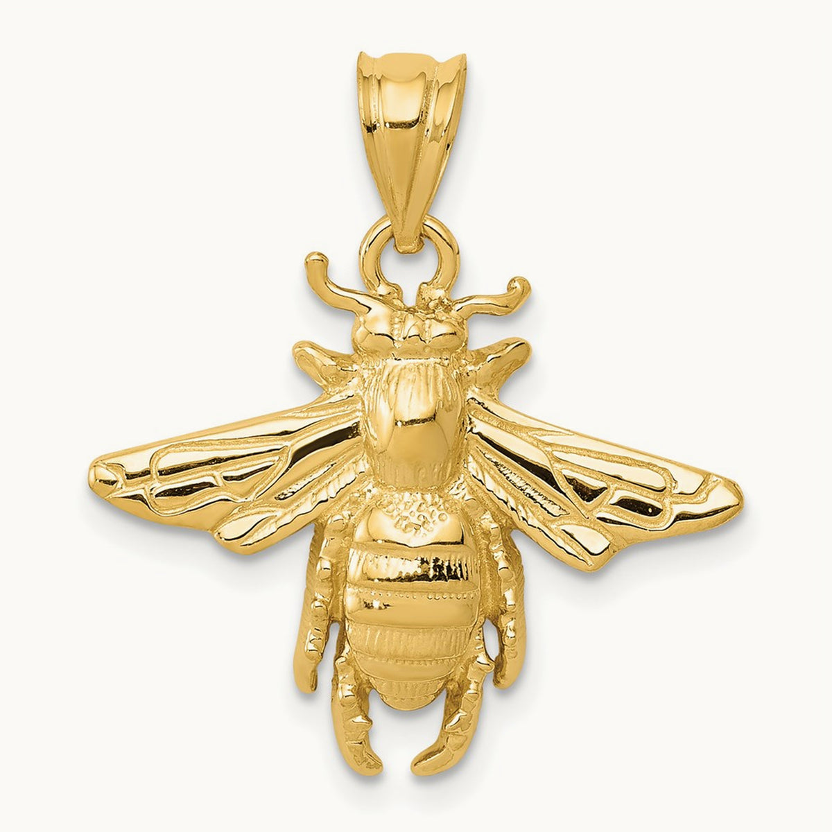 Solid Open-Backed Bee Pendant, 14K