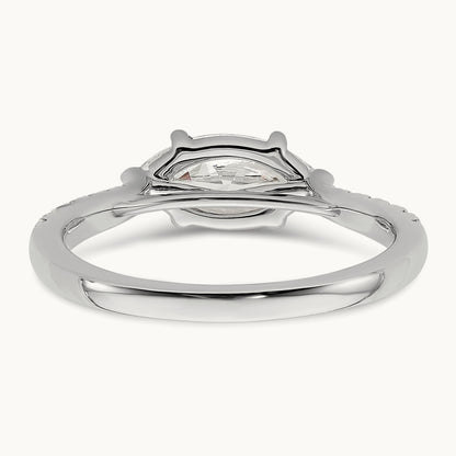 East West 1ct Marquise Semi-Mount Eng. Dia Ring, 14K White Gold