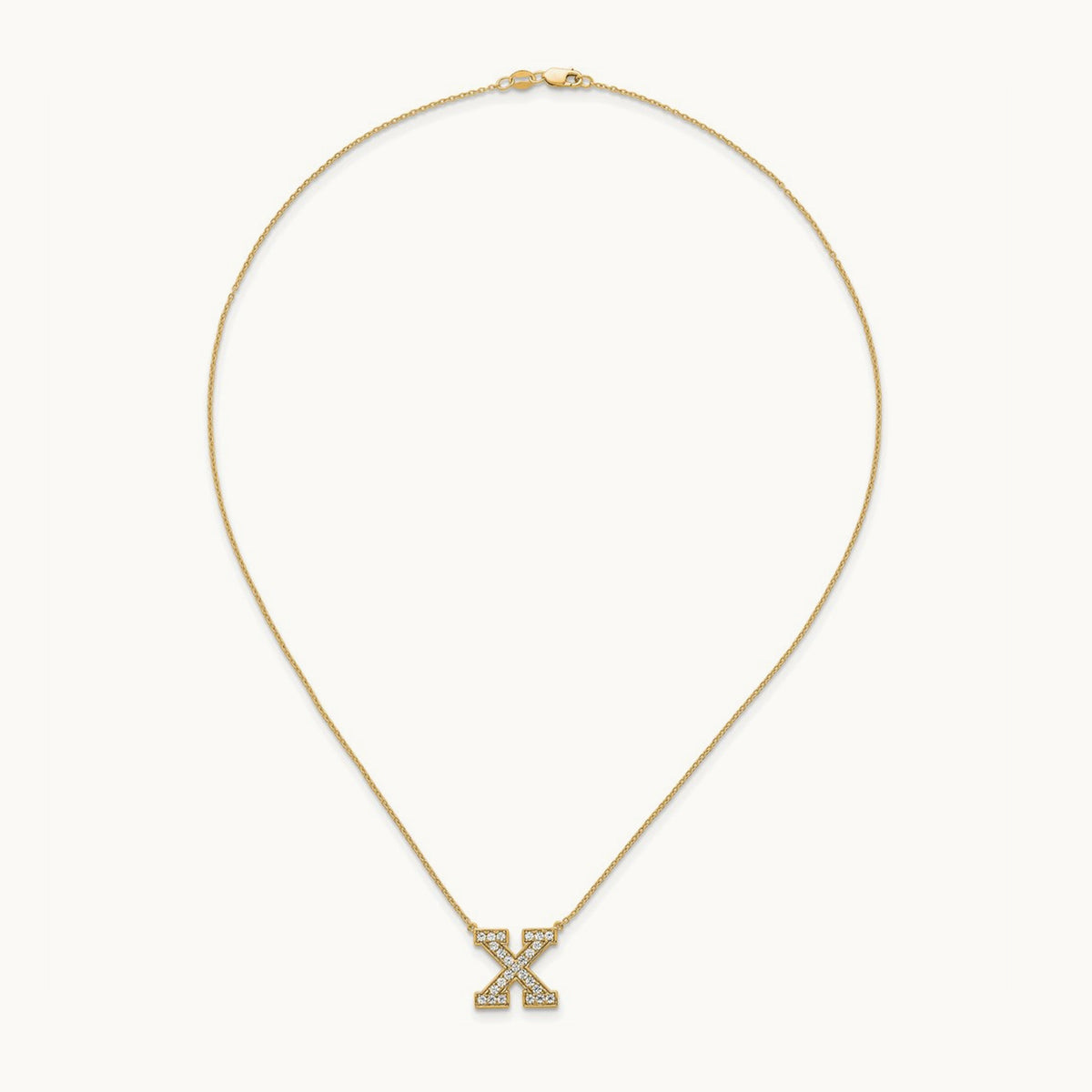 Initial Necklace — 14K Yellow Gold, X, 1/2 ct