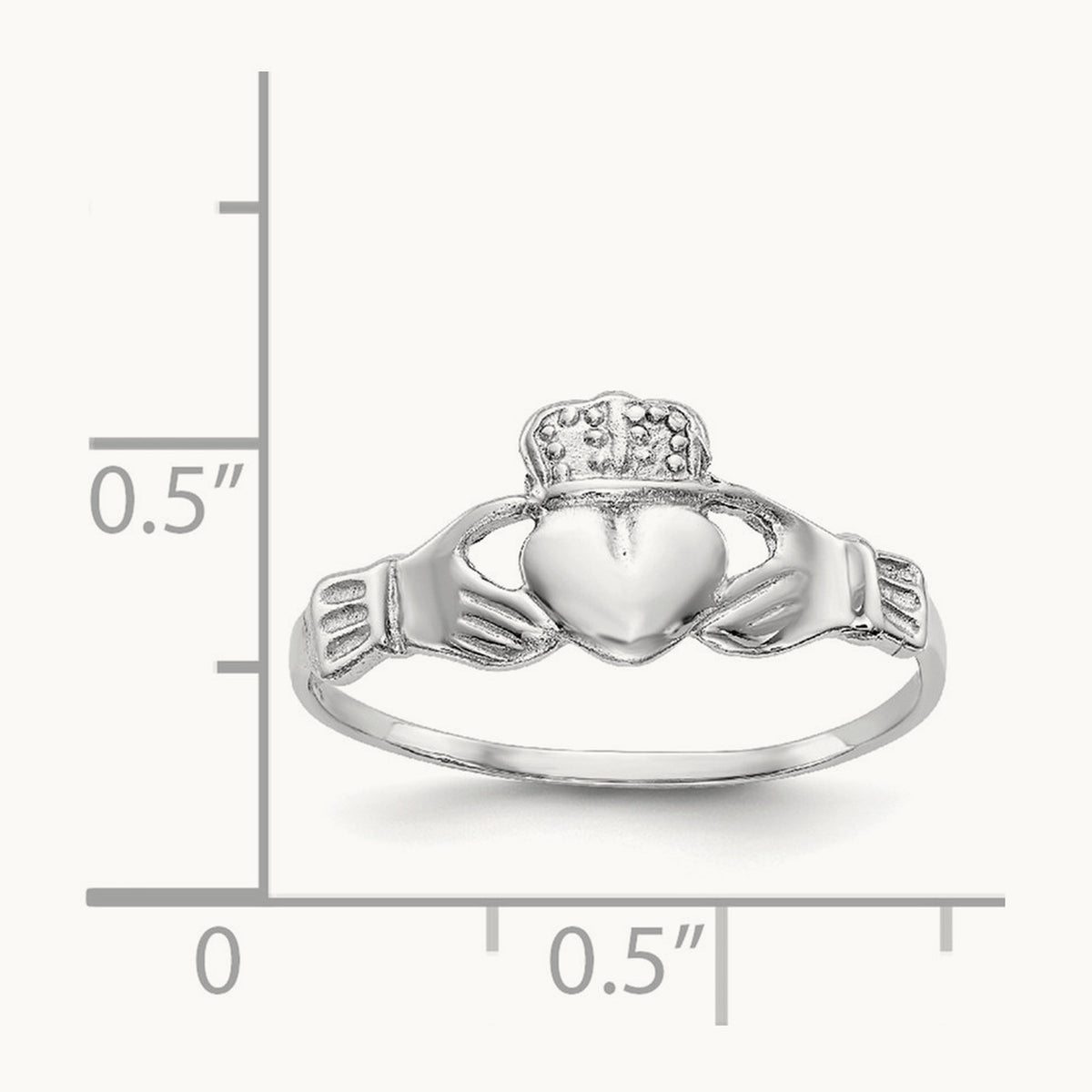 Polished Claddagh Ring, 14K White Gold
