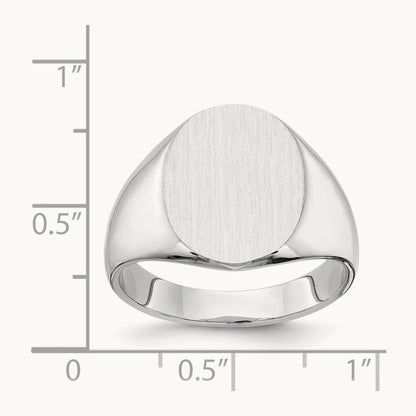 12.5x15.0xmm Closed Back Signet Ring, 14K White Gold