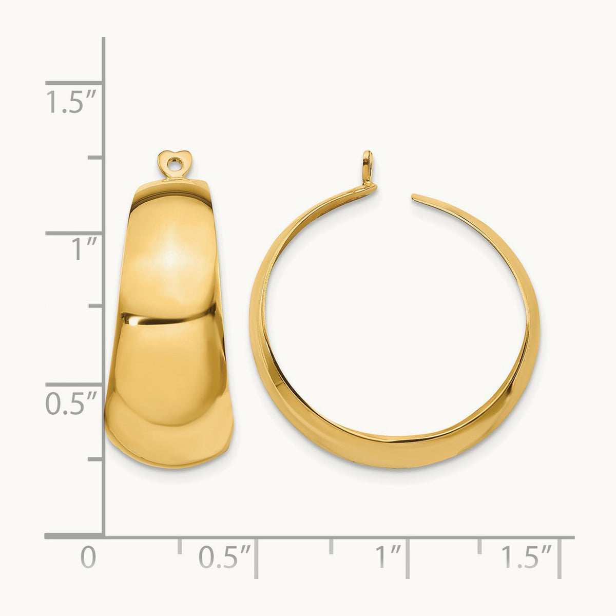 Polished Hoop Earring Jackets — 14K Yellow Gold, 28mm