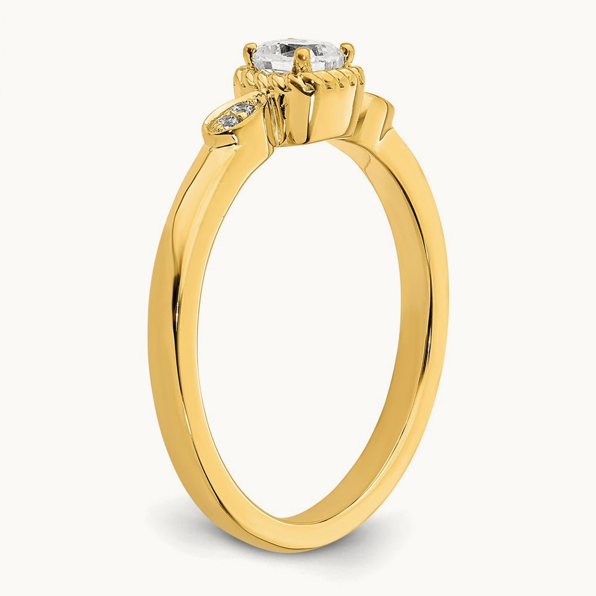 Gold Petite Rope Edge Cushion Ring — 14K Yellow Gold, 7