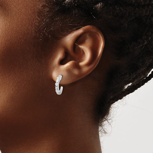 Diamond J-Hoop Post Earrings — photo set