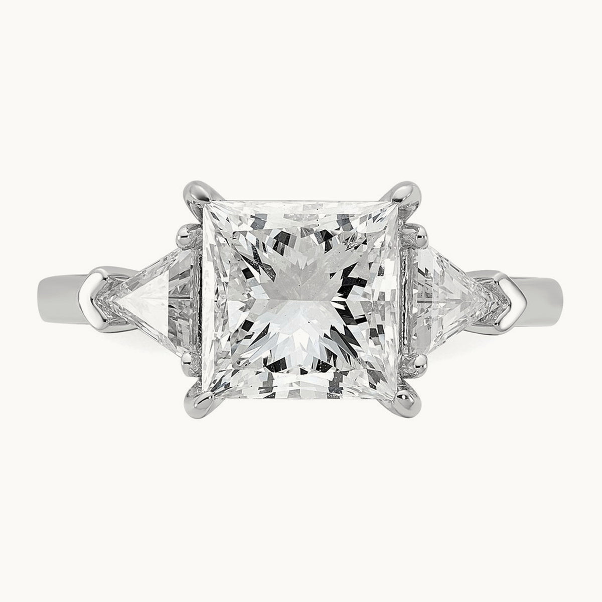 Princess/Trillion Engagement Ring, 1.50-4.00 ct tw Lab-Grown Diamond — 3 1/8 ct, 14K White Gold