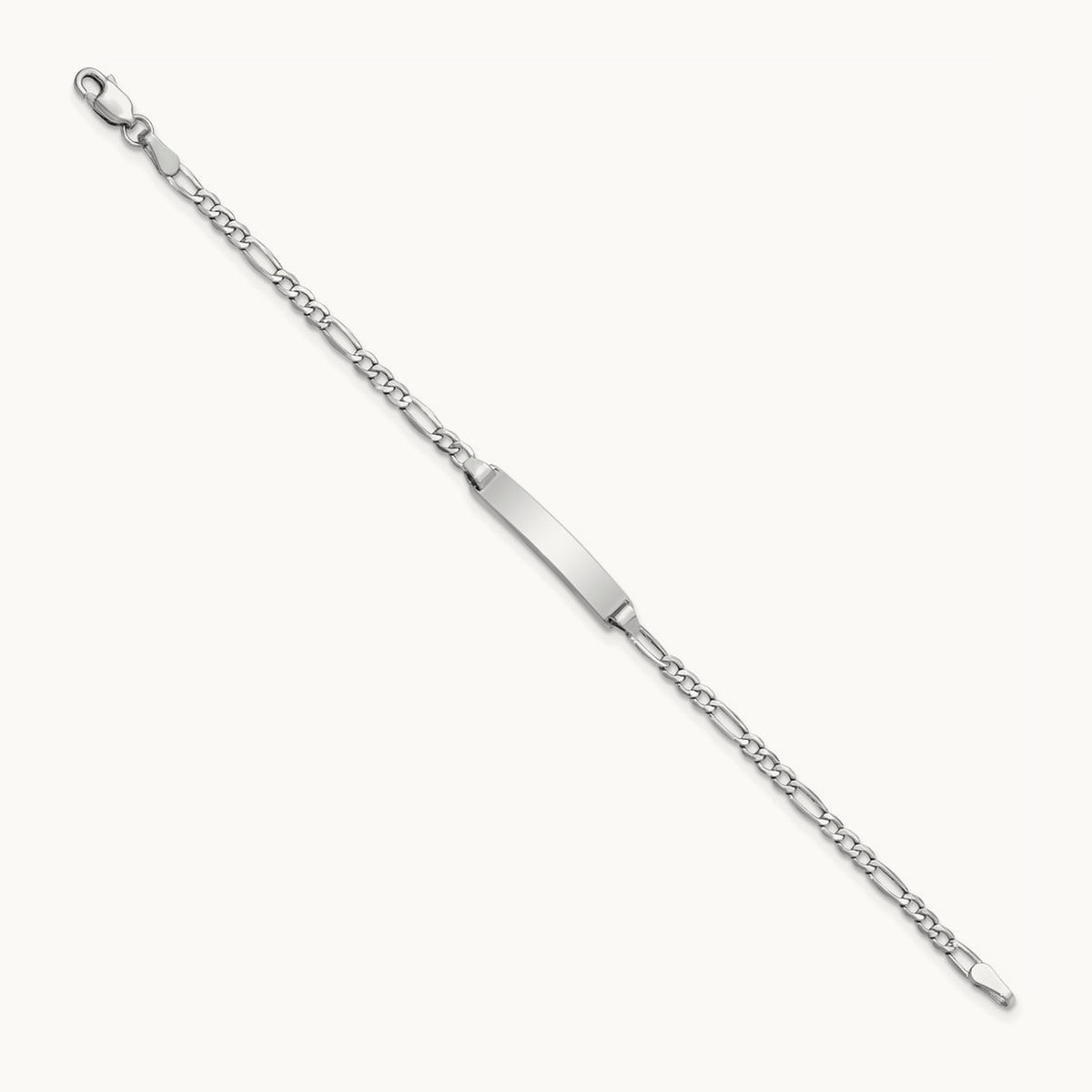 WG Semi-Solid Polished Figaro ID Bracelet, 14K