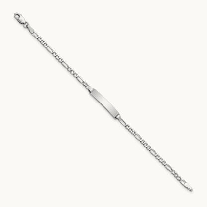 WG Semi-Solid Polished Figaro ID Bracelet, 14K