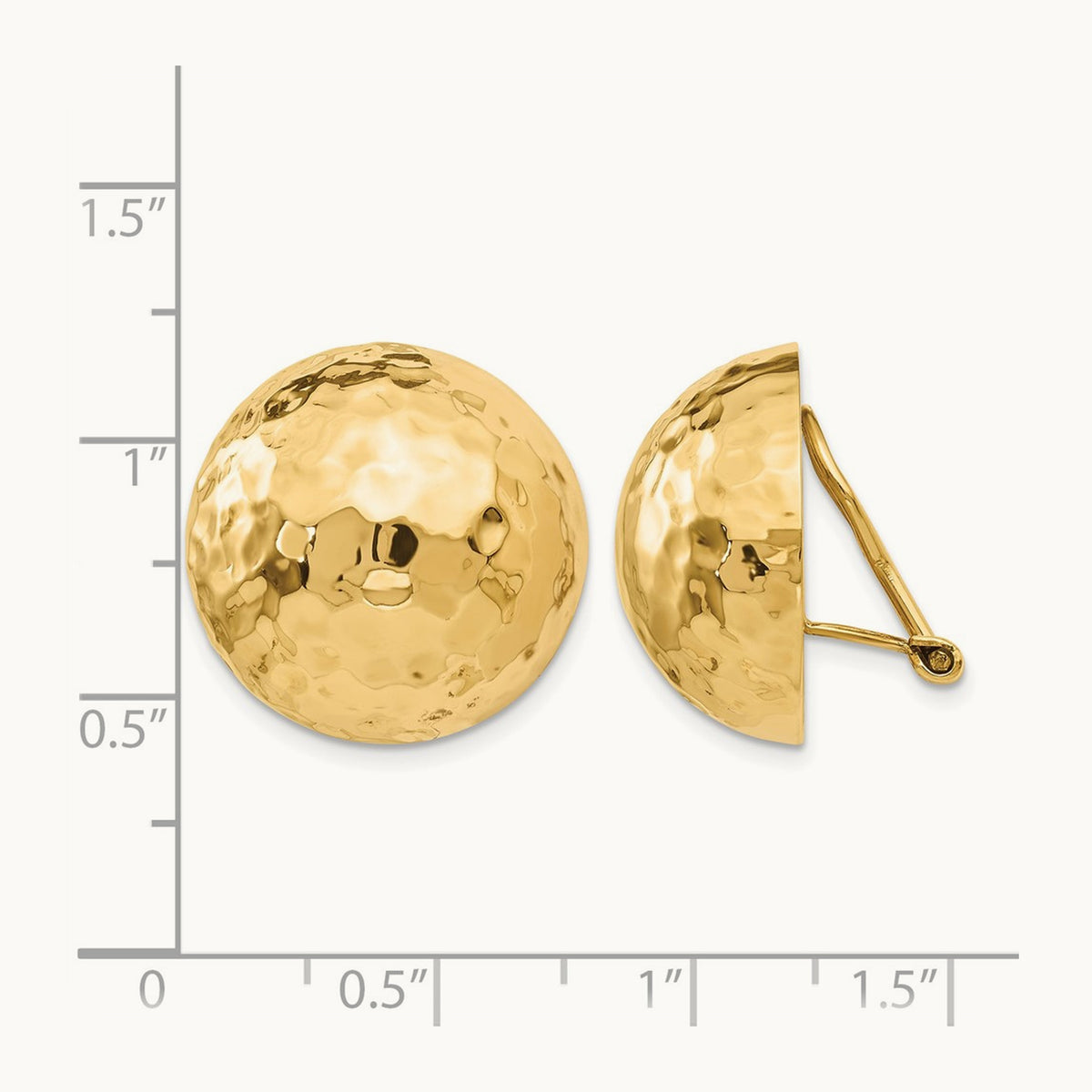 Omega Clip Hammered Non-pierced Earrings — 20mm