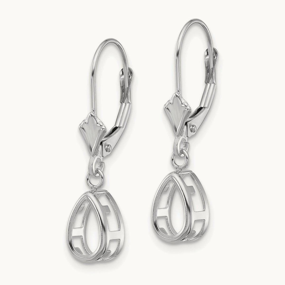 8x5mm Pear Leverback Mountings, 14K White Gold