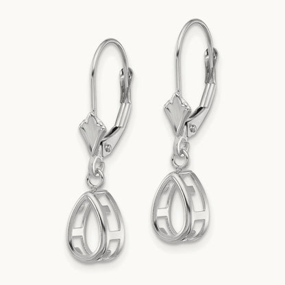 8x5mm Pear Leverback Mountings, 14K White Gold