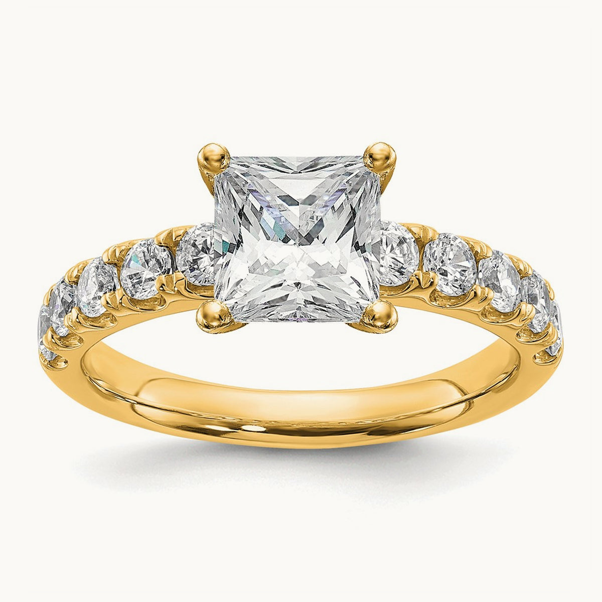 Cert 3 3/4ct Lab Grown Diamond VS+ F+ Princess Comp Eng Ring, 14K