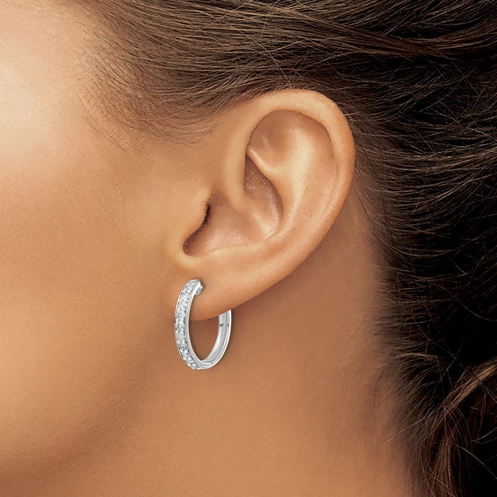 Hinged Hoop Earrings, 0.25-1.00 ct tw Lab-Grown Diamond — 1 ct, 14K White Gold