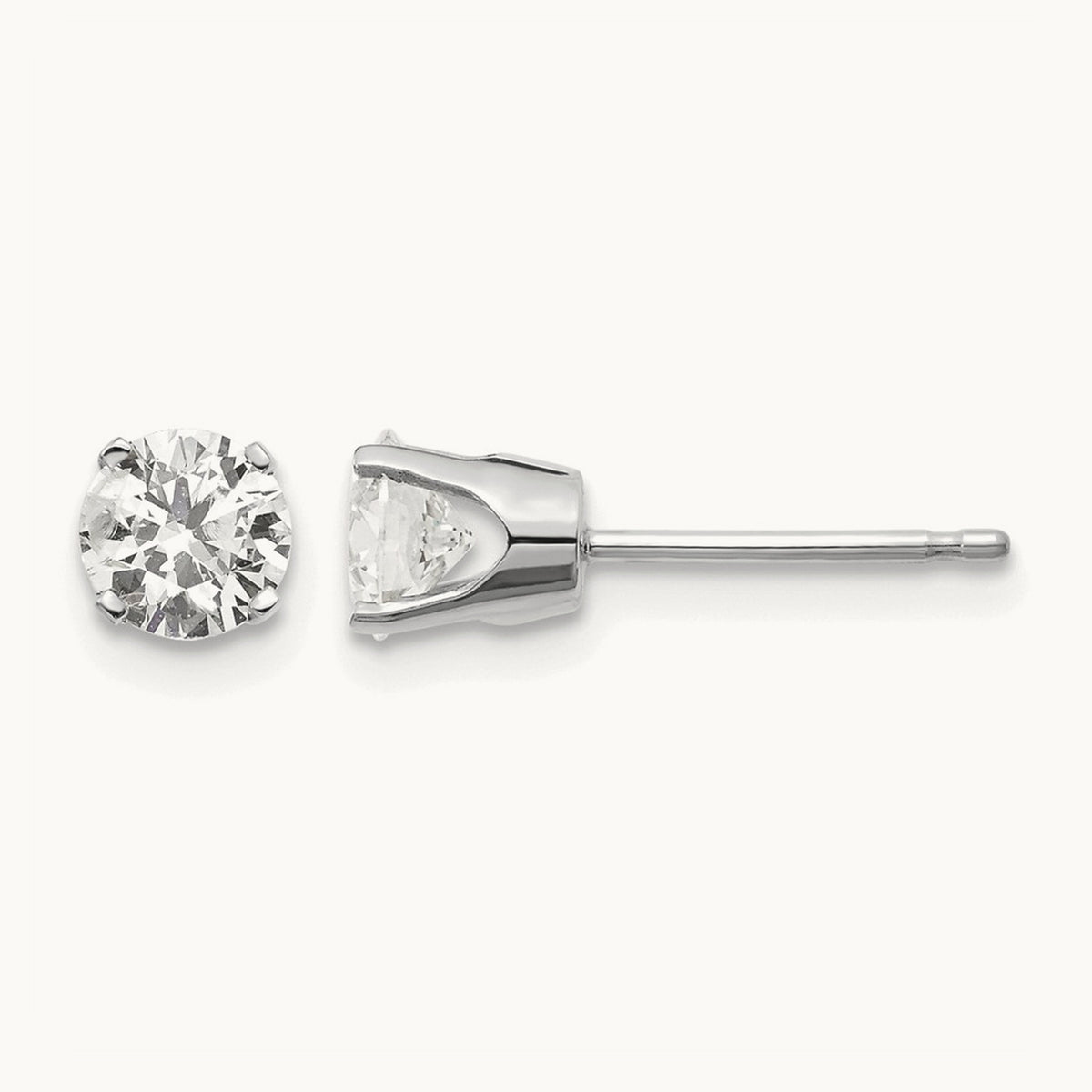 .85ct I2 K-L Diamond Stud Push-on Post Earrings, 14K White Gold