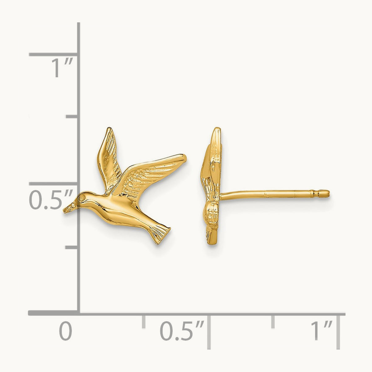 Polished Seagull Post Earrings — 14K Yellow Gold
