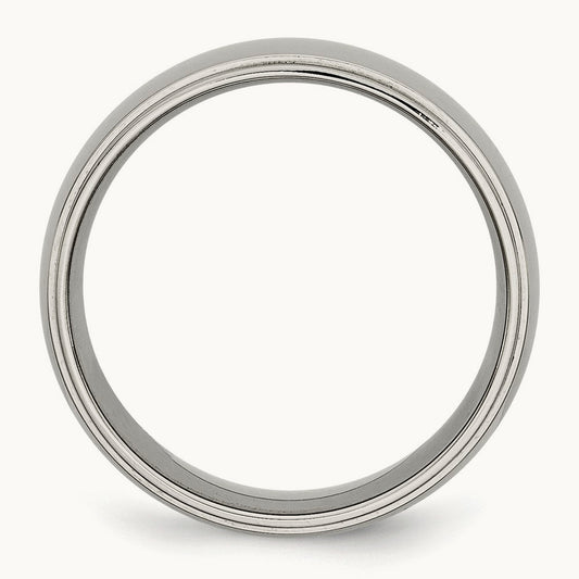 Polished Ridged Edge Band, 8mm, Titanium