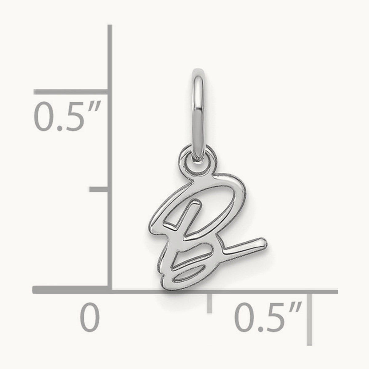 Upper case Initial Charm — 14K White Gold, B