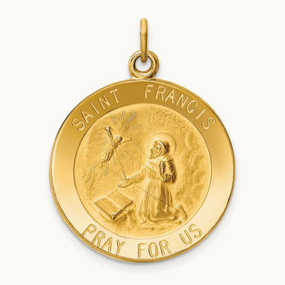 Saint Francis Medal Pendant, 14K