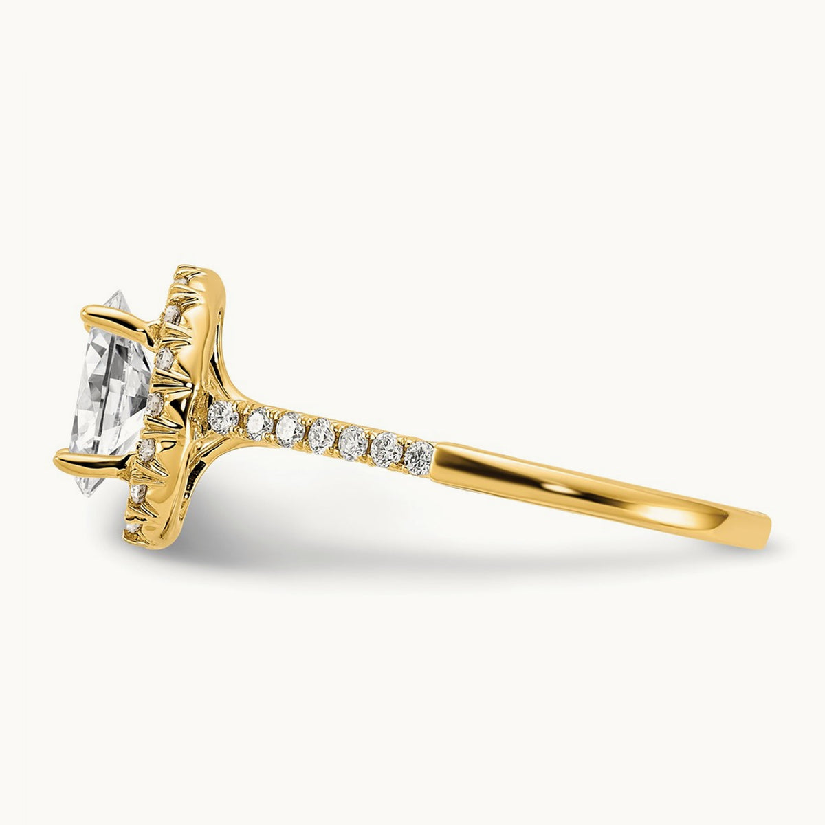Oval Semi-Mount Halo Engagement Ring, 0.25-0.50 ct tw Lab-Grown Diamond — 3/8 ct · VS/SI (Great), 14K Yellow Gold