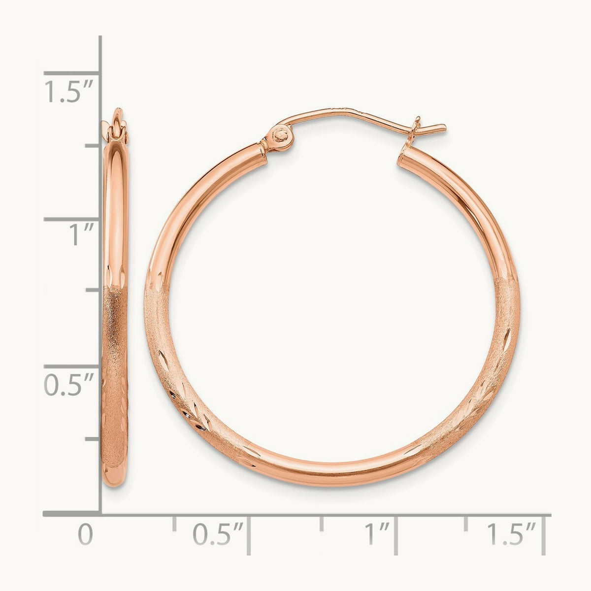 Lightweight Satin Diamond Cut Hoop Earrings — 30mm