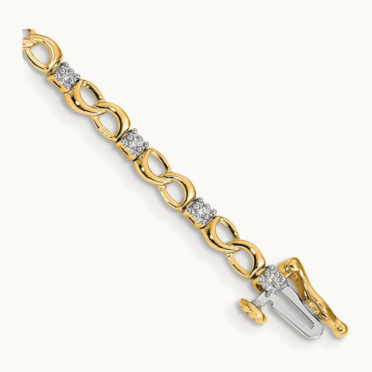 Diamond Figure 8 Link Bracelet — 14K Yellow Gold