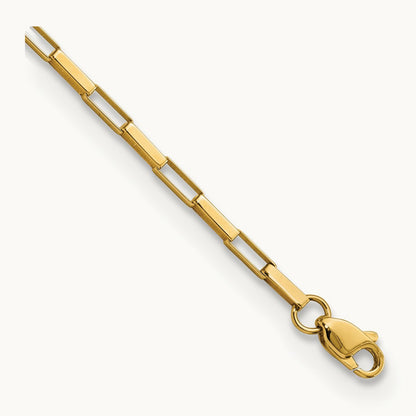 Polished Fancy Box Links 7.5in Bracelet, 14K