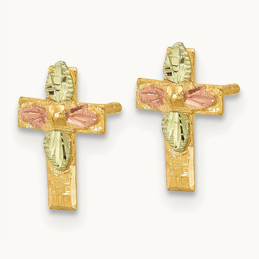 Black Hills Gold Cross Earrings