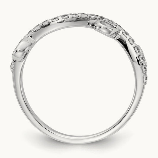 Diamond and Pear Peridot Curved Ring, 14K White Gold