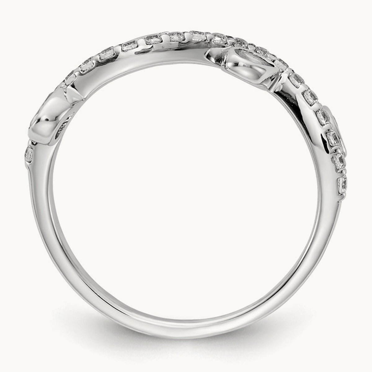 Diamond and Pear Peridot Curved Ring, 14K White Gold