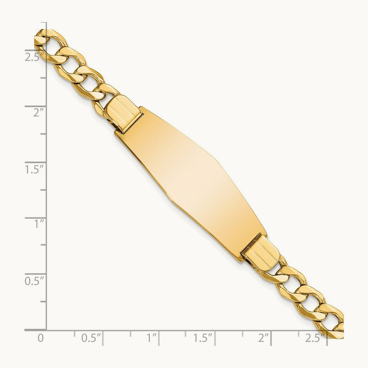 Semi-solid Soft Diamond Shape Curb Link ID Bracelet, 14K